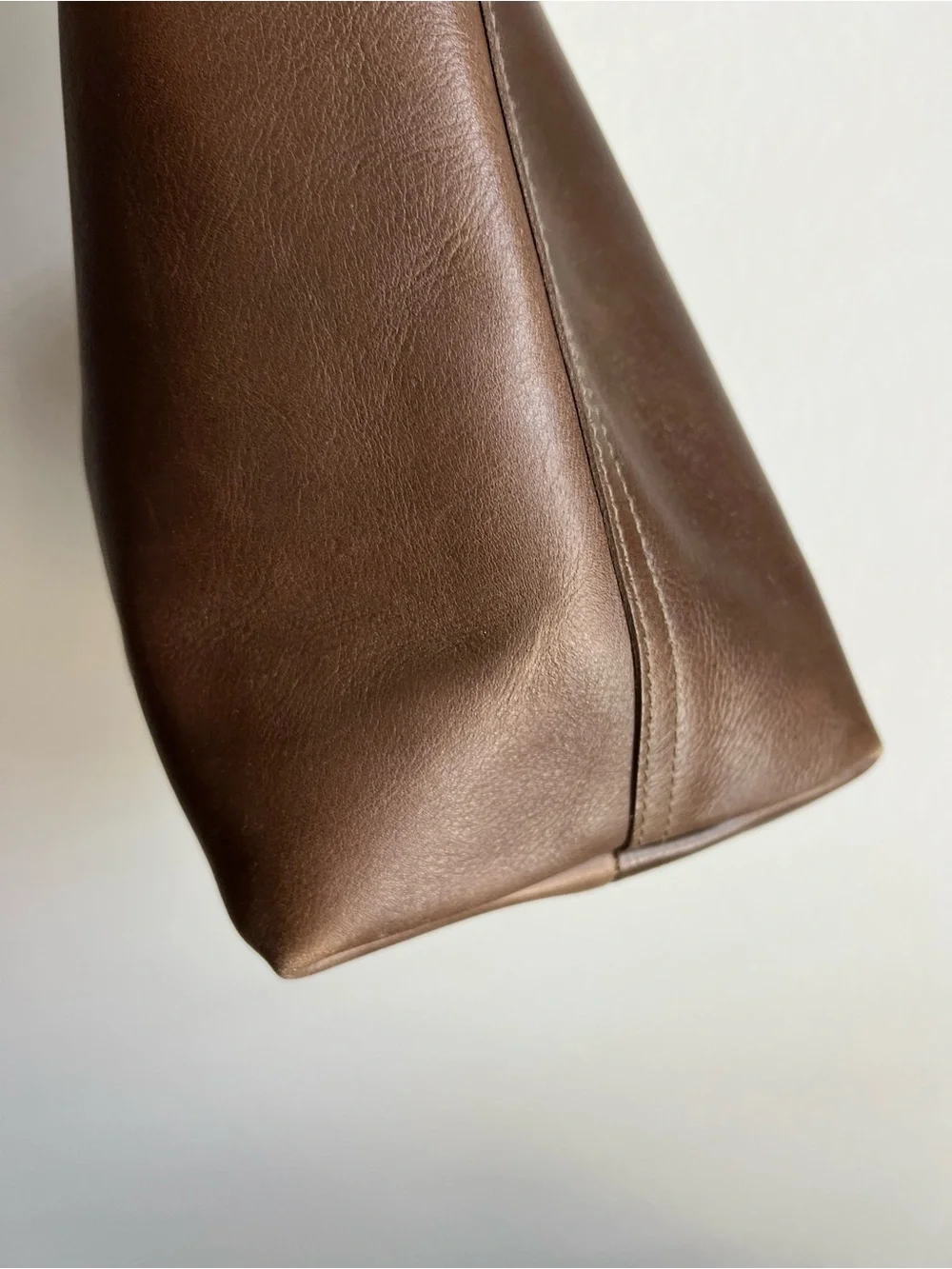 Brown Leather Tote Bag with Suede Accent